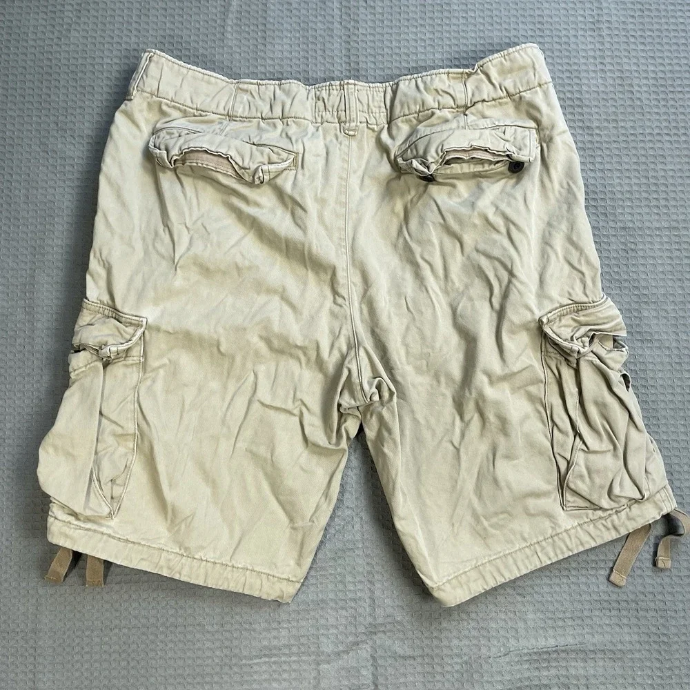 Vintage Abercrombie & Fitch Cargo Shorts 34 Men's Khaki Button Fly Drawstring